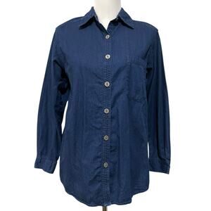 Chico’s Design Vintage Denim Dark Blue Button Up Shirt Long Sleeve Womens S (0)
